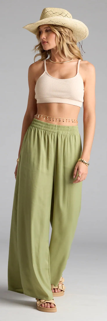 Choosing sage green pants means the Laidback Luxe Wide-Leg Palazzo Pants are your new power move—polished enough for plans, bold enough for the gram.