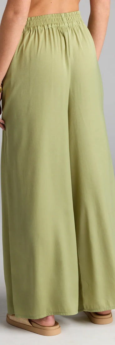 Stay polished and comfortable in the Laidback Luxe Wide-Leg Palazzo Pants, trendy sage green pants for women that transition from everyday looks to weekend slay.