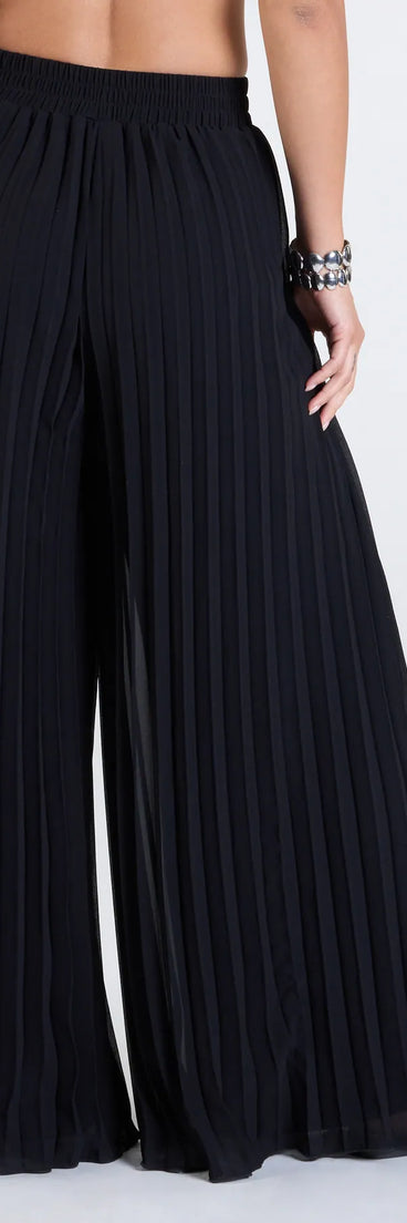 Stay polished and comfortable in the Pretty Pleats High-Rise Chiffon Palazzo Pants, trendy black pants for women that transition from everyday looks to weekend slay.