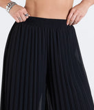 The Pretty Pleats High-Rise Chiffon Palazzo Pants in black brings edge and energy to your vibe, ready to elevate any festival look or concert outfit.