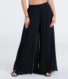 Create bold, fashion-forward looks for spring or summer with the Pretty Pleats High-Rise Chiffon Palazzo Pants in black, a must-have piece from Windsor’s collection of stylish bottoms for women.