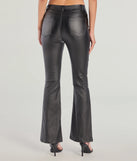 The Ready For Sleek Lace-Up Flare Faux Leather Pants is a trendy women's bottom in black, designed with modern details and alluring textures to complete chic outfits for 2025.