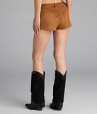 Choosing the camel brown shorts says you’re ready to show off in the Wild Times Mid-Rise Faux Suede Hot Shorts, a warm-weather staple that elevates your outfit and seasonal style.