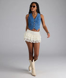 With a flirty cut and hidden shorts underneath, the Cutesy Perfection Ruffled Lace Mini Skort in ivory serves skirt vibes with zero wardrobe worries.