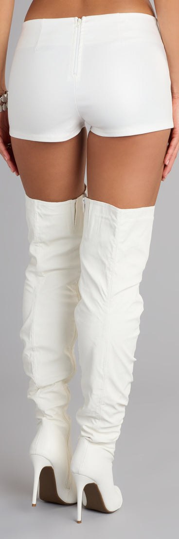 Style up your rotation with the Level Up Faux Leather Hot Shorts, trendy hot shorts made to anchor every outfit with attitude and ease.