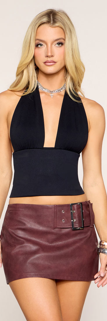 Buckle Up Faux Leather Mini Skort