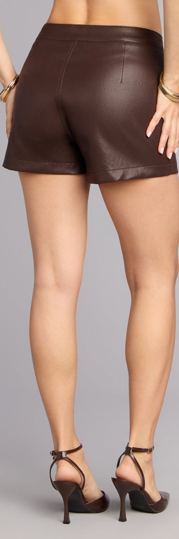 Quiet Luxury Faux Leather Mid-Length Shorts