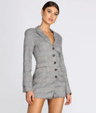Plaid Check Blazer Romper