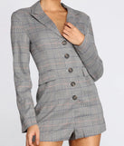 Plaid Check Blazer Romper