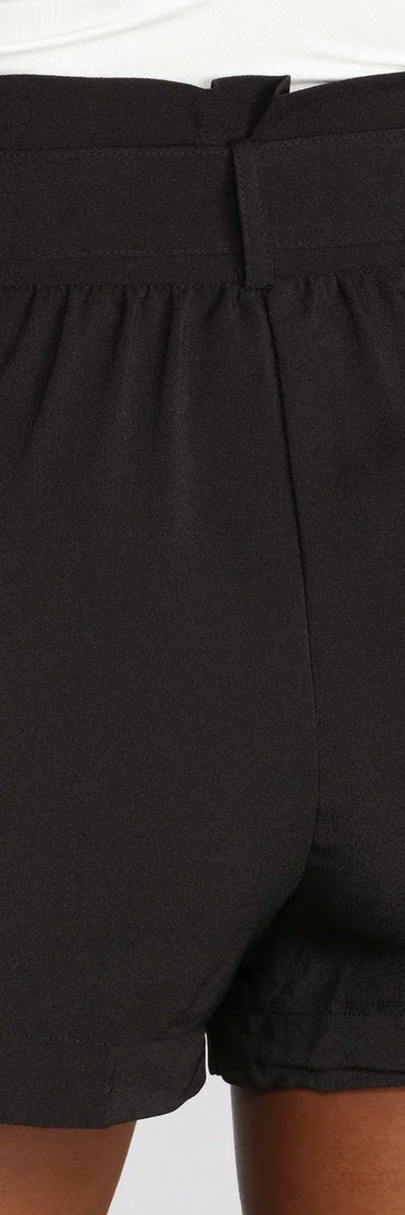 Roll With It Paper-bag Belted Dress Shorts