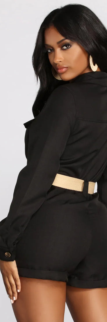 Ready To Go Utility Belted Romper