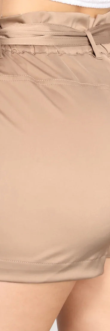 Paper Bag Tie Waist Cargo Shorts