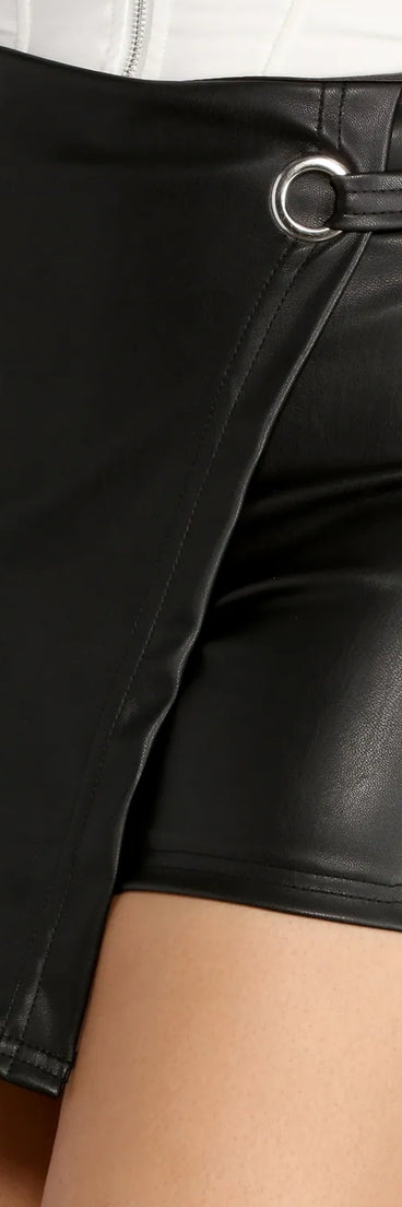 Buckle Up Faux Leather Shorts