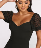Polka Dot Puff Sleeve Sweetheart Neck Crepe Romper