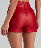 High Waist Coated Faux Leather Shorts