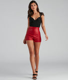 High Waist Coated Faux Leather Shorts
