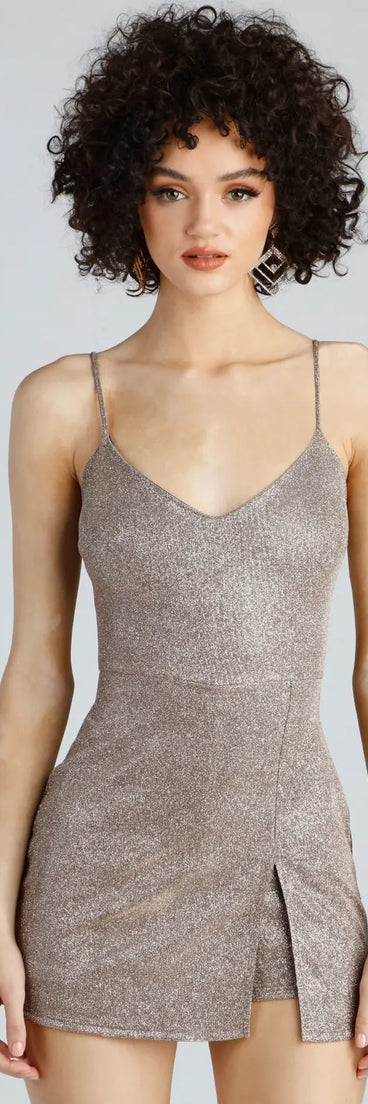 Glisten All Night Glitter Skort Romper