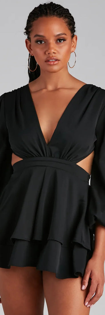 Out Of Town Lace-Up Chiffon Romper