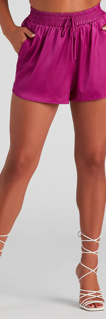 Stylishly Sleek High Waist Satin Shorts