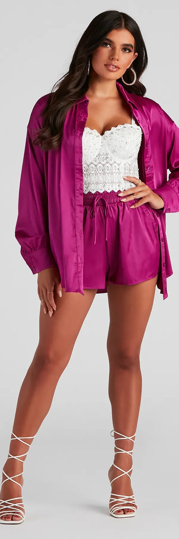 Stylishly Sleek High Waist Satin Shorts