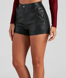 The Smooth Moves PU High-Rise Shorts is a trendy women's bottom in black, designed with modern details and alluring textures to complete chic outfits for 2025.