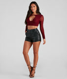 The Smooth Moves PU High-Rise Shorts is a trendy women's bottom in black, designed with modern details and alluring textures to complete chic outfits for 2025.