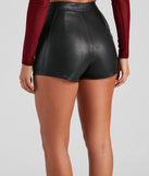 The Smooth Moves PU High-Rise Shorts is a trendy women's bottom in black, designed with modern details and alluring textures to complete chic outfits for 2025.