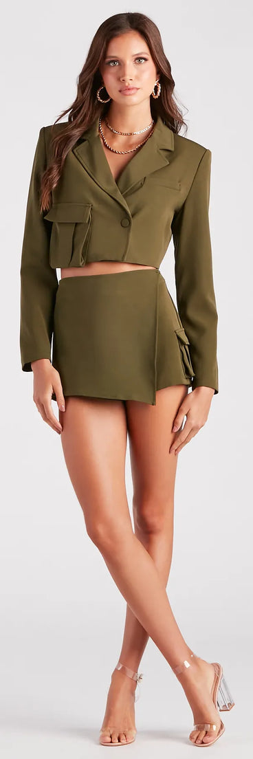 Cargo Cutie Faux Wrap Mini Skort