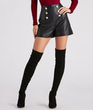 Button Me Up Faux Leather Shorts