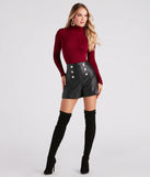 Button Me Up Faux Leather Shorts