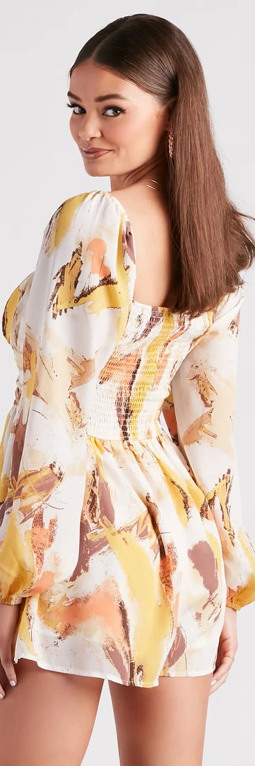 Greet The Season Abstract Printed Romper