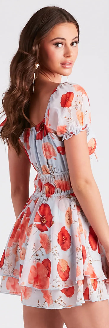 Summer Romance Floral Chiffon Skater Romper