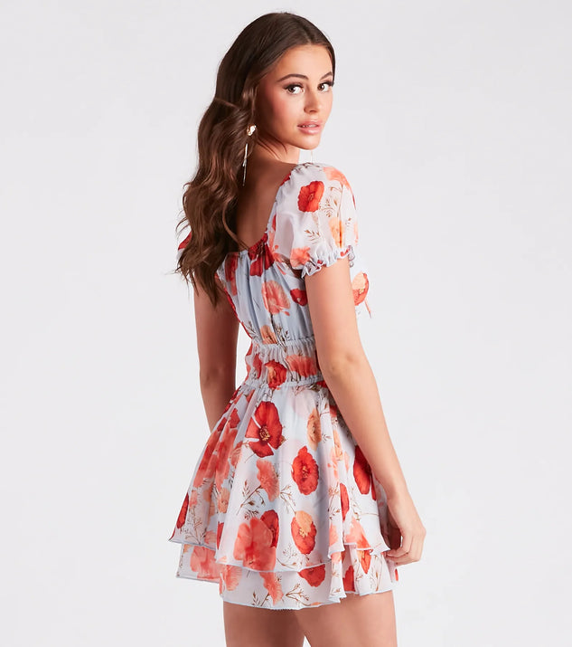 Summer Romance Floral Chiffon Skater Romper | Windsor