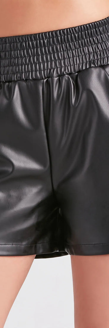 Double-Take Faux Leather Jogger Shorts