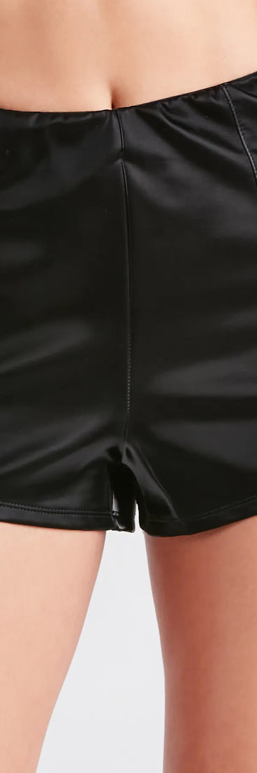 Chic Sheen Holographic Faux Leather Shorts