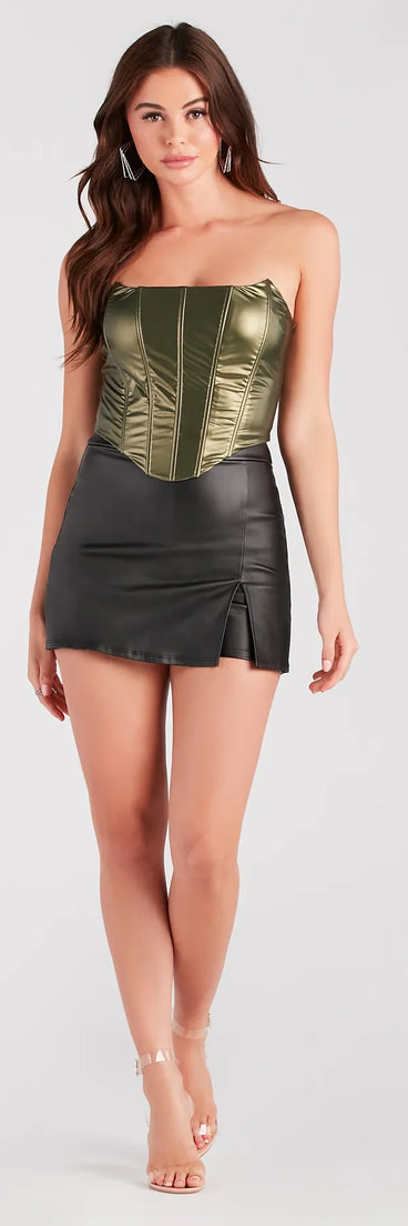 Edgy Night Out Faux Leather Skort