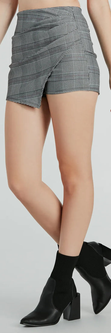 Chic Aesthetic Plaid Wrap Skort