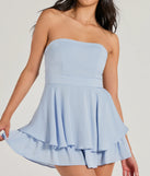 Charmed Strapless Ruffled Woven Skater Romper