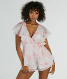 Dreamy Escape Ruffled Rose Floral Organza Romper