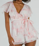 Dreamy Escape Ruffled Rose Floral Organza Romper