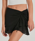 Create bold, fashion-forward looks for spring or summer with the Exceptional Vibes Mid-Rise Ruffle Chiffon Skort in black, a must-have piece from Windsor’s collection of stylish bottoms for women.