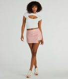 Create bold, fashion-forward looks for spring or summer with the Worth It Faux Leather Mini Skort in pink, a must-have piece from Windsor’s collection of stylish bottoms for women.