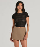 Perfect Delight High Rise Scallop Wrap Mini Skort, a trendy taupe addition to women's going-out outfits, is ideal for Christmas party outfits, chic NYE attire, or winter night-out looks that keep you on-trend!