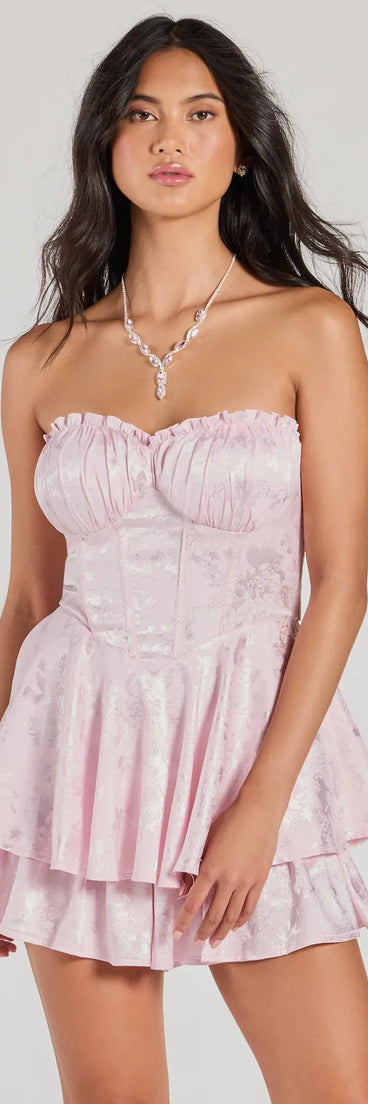 Gorgeous Stance Strapless Corset Floral Satin Romper | Windsor Gorgeous Stance Strapless Corset Floral Satin Romper | Windsor