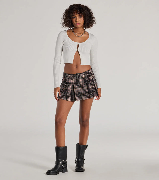 Totally Fab Belted Plaid Pleated Micro Skort Windsor