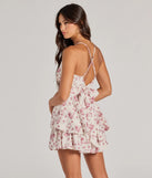 Whether you're headed to brunch or running errands, the Most Lovely Tie Back Ruffled Skater Floral Romper in burgundy delivers effortless style in a breathable, go-to casual dress.