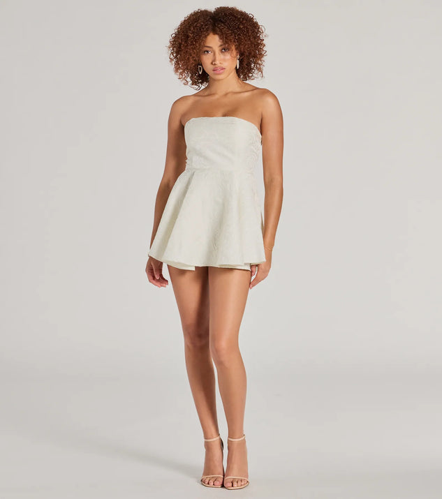 Angelic Looks Strapless Floral Satin Romper | Windsor