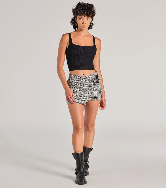 Cutest Agenda Buckle Plaid Mini Skort | Windsor