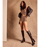 The Sassy Look Sequin Leopard Print Hot Shorts is a trendy women's bottom, designed with modern details and alluring textures to complete chic outfits for 2025.