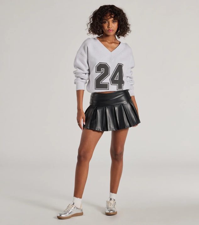 Playful Pleats Faux Leather Drop Waist Skort | Windsor